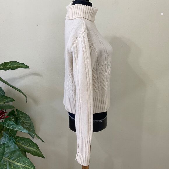 VTG. Pendleton 100% Lambs wool sweater women’s size L crop cable knit turtleneck - Picture 2 of 12